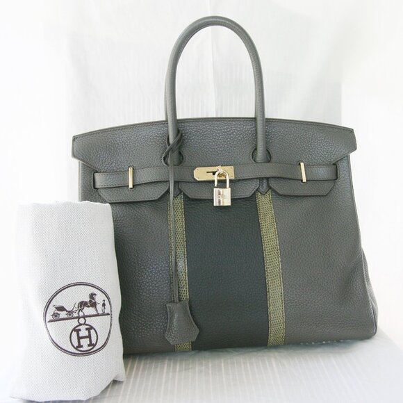 HERMES BIRKIN 35 ETAIN CLUB CLEMENCE-3 COLOR PERMABRASS HARDWARE-100% AUTHENTIC - Picture 1 of 15